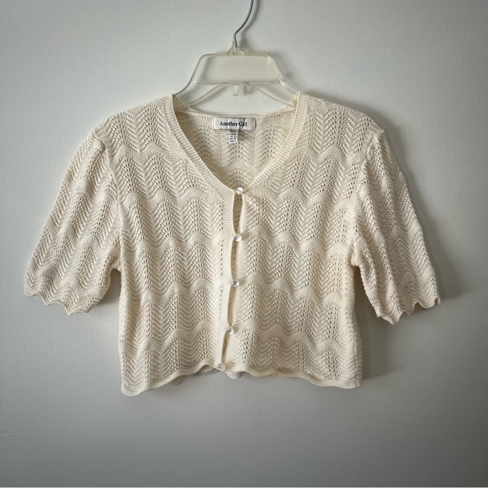 Another Girl Cottagecore Knit Shawl Cream Ivory Neutral